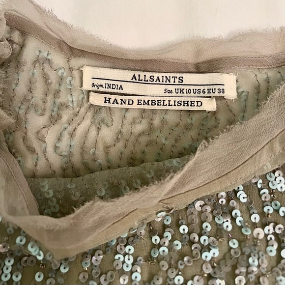 All Saints Hand Embellished Sparkly Sequin Dispel Tee - Picture 4 of 5